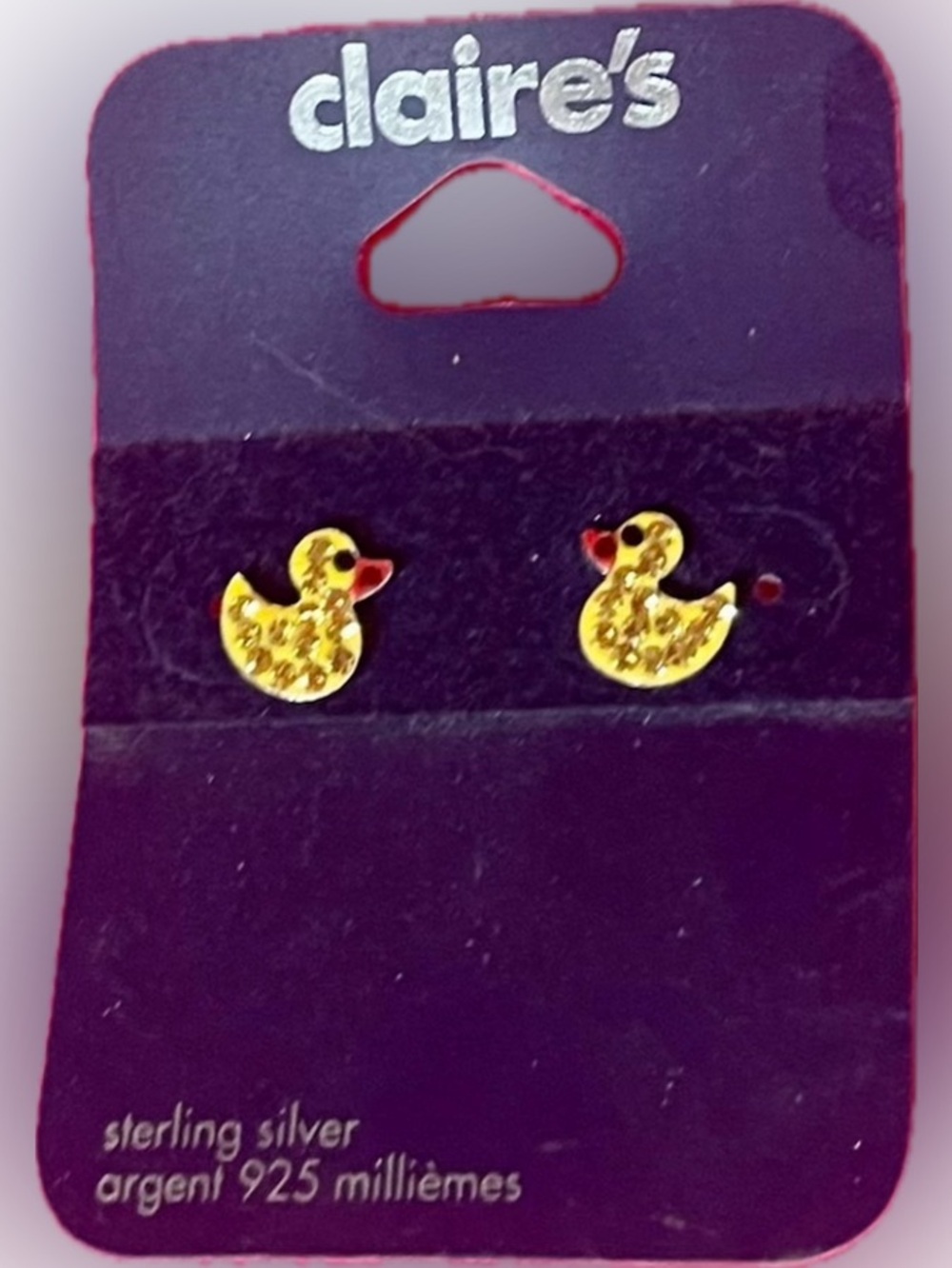 Claire's Sterling Silver Yellow Ducks Stud Earrings 925 Sterling Silver